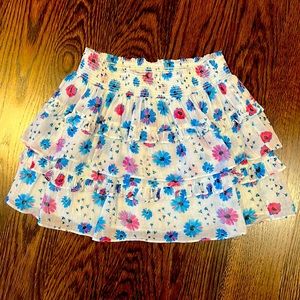 Love shack fancy girls skirt. White w blue and pink flowers